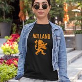 Zwart Koningsdag T-shirt - MAAT S - Dames Pasvorm - Holland Leeuw Oranje