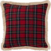 J-Line coussin Carreaux Famille - polyester - rouge/vert