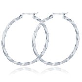 Dames Oorbellen Ringen Zilver kleurig Gedraaid Edelstaal- 50mm