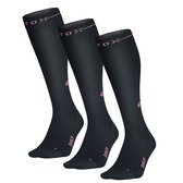 STOX Energy Socks Merino Everyday Sokken Dames - 3 Pack - Compressiekousen - Zwart / Fuchsia - Merino Wol Compressie Sokken - Naadloos - Steunkousen - Maat: 38-40 (3 paar)