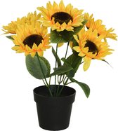 Everlands kunst zonnebloemen in pot - 25 x 25 x 28 - geel