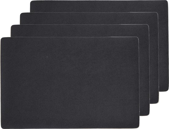 Zeller placemats lederlook - 4x - 45 x 30 cm - zwart