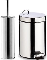 Zeller Badkamer/toilet accessoires - WC-borstel/pedaalemmer 5L- zilver