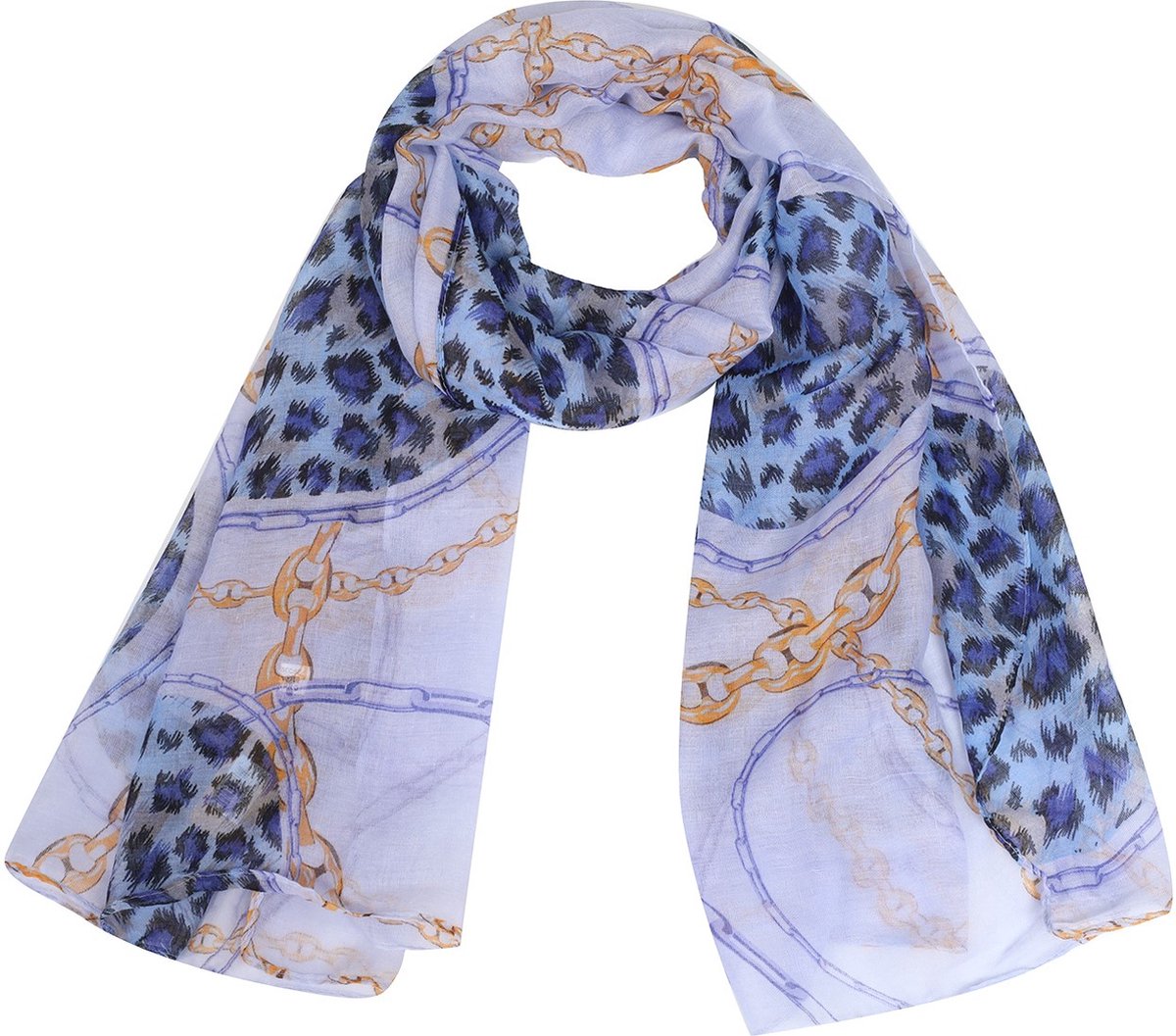 Sjaal met Panterprint - 180x70 cm - Blauw