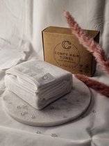 C-line Haarhanddoek Bamboe Wit - Comfy Hair Towel - Handdoek - Bamboo - Zacht - Snel Drogend - Curly Girl Methode - CGM Methode - Krullen - Verzorging - Plopping