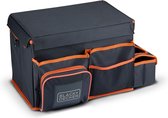 BLACK+DECKER Organisateur de coffre - 47,5 x 25 x 30 CM - Avec sangle de transport - Porte-gobelets - Grijs/ Oranje