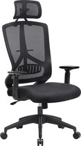 Hoppa! bureaustoel, verstelbare lendensteun, office chair, verstelbare hoofdsteun en armleuningen, belastbaar tot 150 kg zwart
