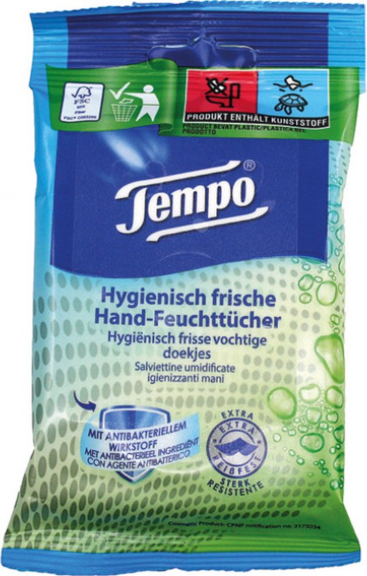 Tempo® | 4 x 10 stuks vochtige hygiënische doekjes | Fresh To Go Protect | voor handen, armen en nek