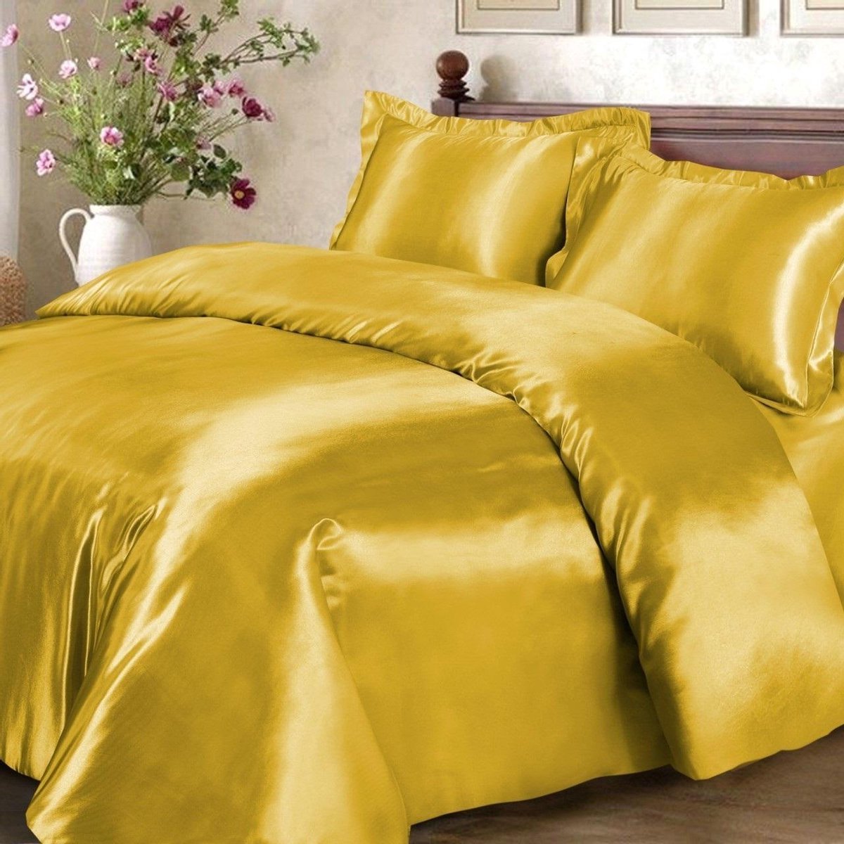 Beauty Silk Dekbedovertrek - 140x200/220 - Glans Satijn - Goud