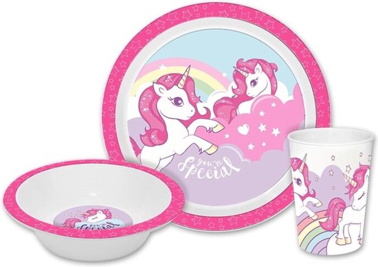 Eenhoorn - Unicorn - Ontbijtset - Dinerset - Lunchset - Bord - Kom - Beker - You`re Special