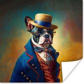 Poster Hond - Kleding - Accessoires - Verf - Portret - 50x50 cm