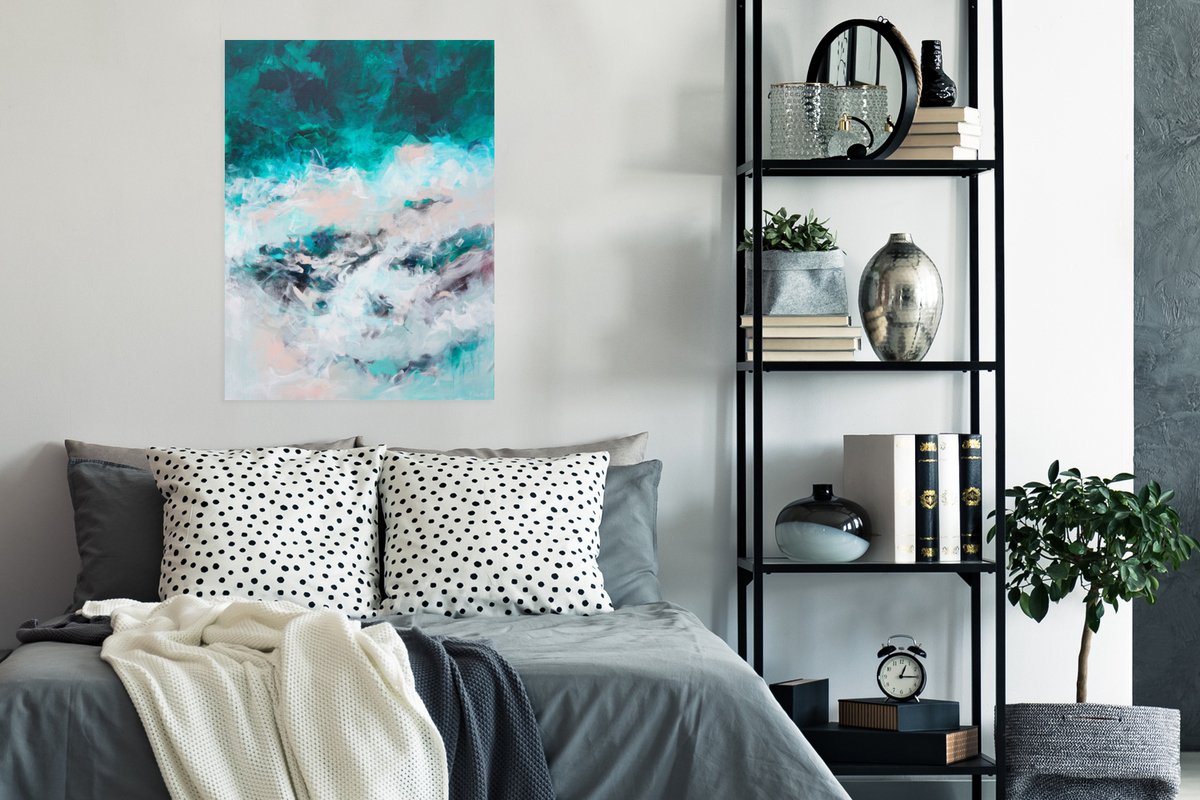 Poster Abstract - Zee - Blauw - Verf - 60x80 cm
