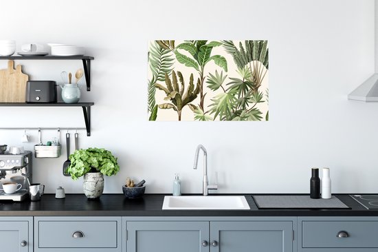 Poster Jungle - Palmier - Bananier - Enfants - Nature - Plantes - 90x60 cm