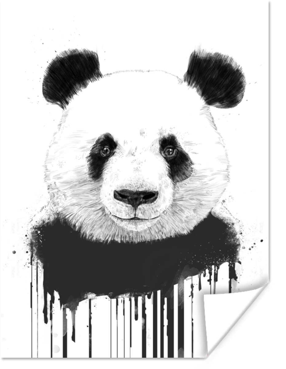 Poster Panda - Druppen - Dieren - Wit - 30x40 cm