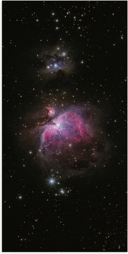 Poster Glanzend – Paars Getinte Vlekken tussen de Sterren in het Universum - 50x100 cm Foto op Posterpapier met Glanzende Afwerking