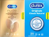 Bol.com Durex - 40 Condooms - Classic Natural 20st - Nude Latexvrij 20st aanbieding