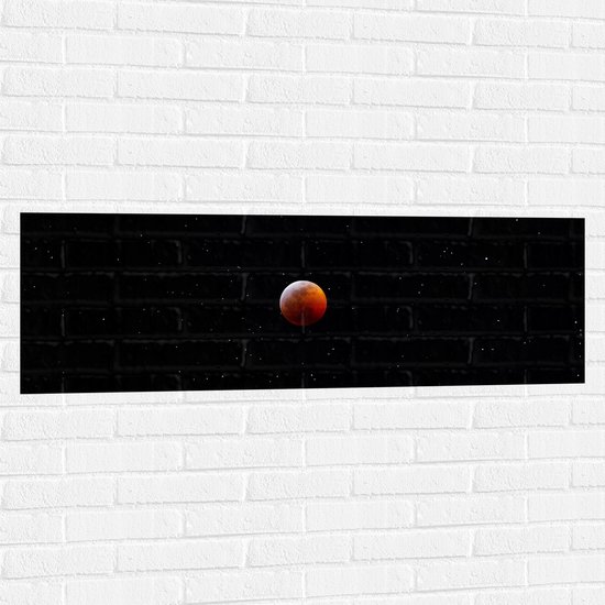 Muursticker - Maan tussen de Sterren in het Heelal - 120x40 cm Foto op Muursticker