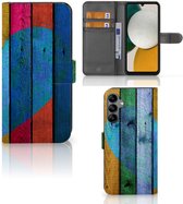 Mobiel Bookcase Geschikt voor Samsung Galaxy A34 Smartphone Hoesje Wood Heart