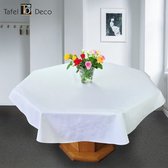 Tafel-Deco Tafelkleed wit ovaal geborduurd model Jola 140x230 cm