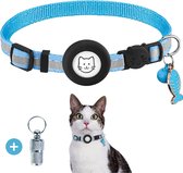 PeekGuard - Kattenhalsband geschikt voor Apple AirTag - Halsband kat met Airtag Houder - Reflecterend & Comfortabel - Veiligheidssluiting & Kras -en waterbestendig - Incl. Adreskoker - Hemel Blauw
