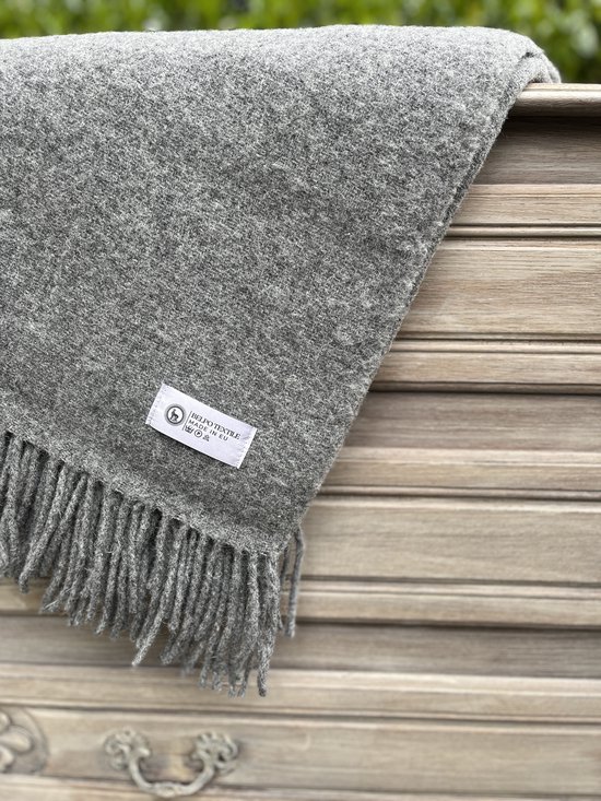 Couverture en laine "Grace" - gris - Plaid - 100% laine vierge - douce - chaude - légère - 140x200cm