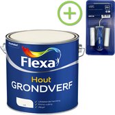 Flexa Grondverf - Hout - Wit - 2,5 liter + Flexa Lakroller - 4 delig