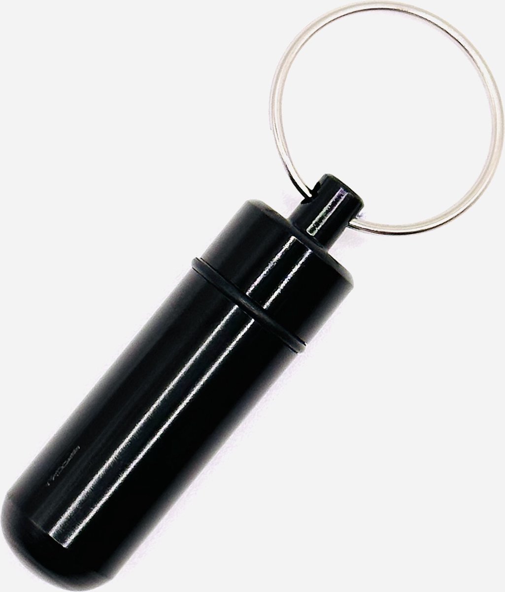 Goedkoopste Waterdichte Aluminium Pillendoos Sleutelhanger - Zwart