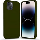 Coverzs Luxe Liquid Silicone case geschikt voor Apple iPhone 13 hoesje - Donker groen - Geschikt voor iPhone 13 case - Groen - Beschermhoesje - Backcover hoesje - Donkergroen