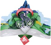 3D Pop-up wenskaart met envelop – Happy Birthday - Cycling