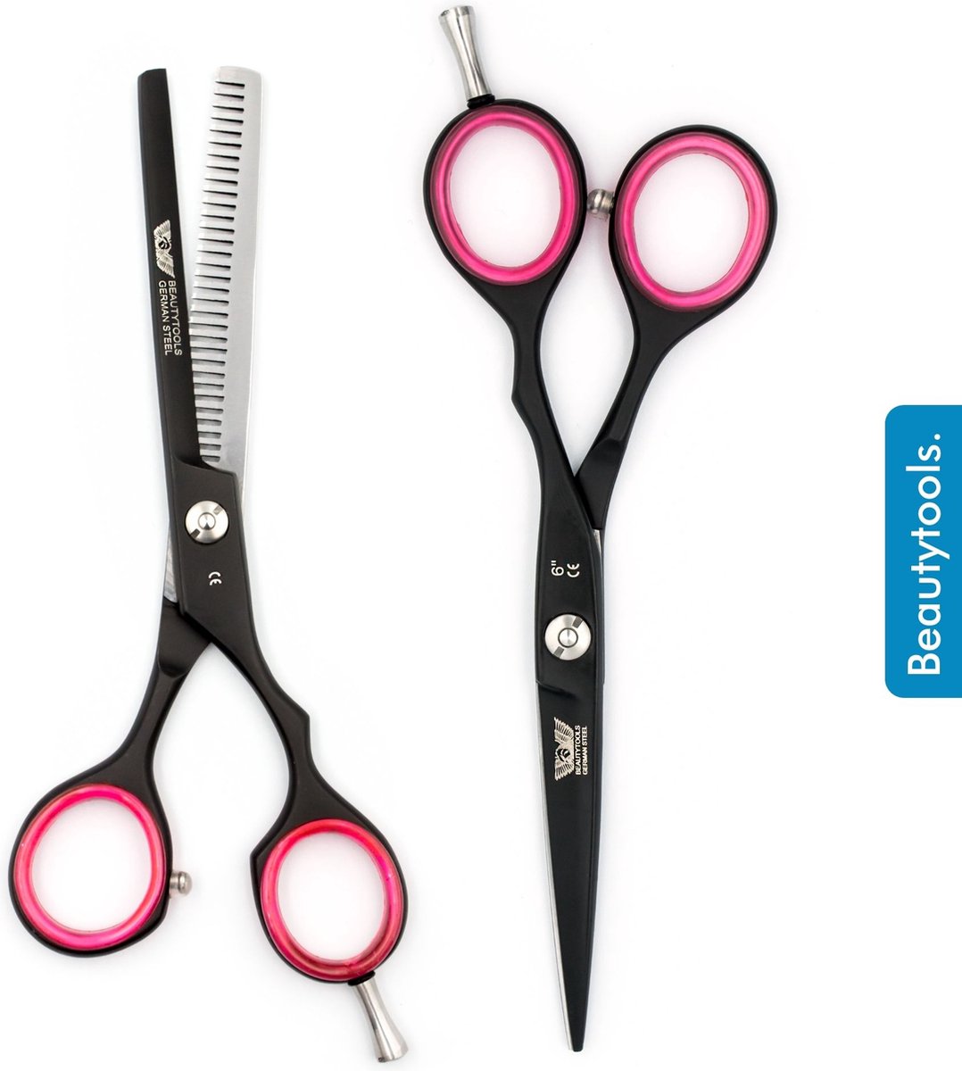Beautytools PREMIUM LINE Professionele Duitse Kappersset Rechtshandig + Uitdunschaar / Effileerschaar - BlackBeast SliceCut