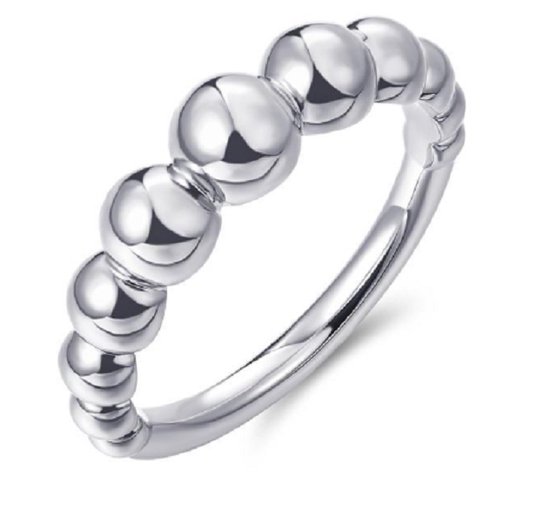Schitterende Zilveren Stapel Bolletjes Ring 17.75 mm. (maat 56) | Damesring | Aanschuifring