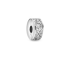 Fler® | Bedel | Past op populaire bedel armbanden (standaard-3mm) | armbandbedel | Transparante Pavé Clip Bedel | Clipbedel Charm | 925 Sterling Zilver | Zirkonia transparant | Armband Kraal |Kerstcadeau | Sinterklaas kado | Valentijnsdagcadeau