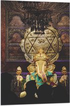 Vlag - Ganesha Beeld in Hindoeïstische Tempel - 60x90 cm Foto op Polyester Vlag