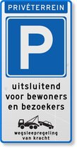 Verkeersbord parkeren uitsluitend bewoners en bezoekers - aluminium DOR Klasse 1 - 5 jaar garantie 300 x 600 mm