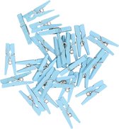 Mini knijpers blauw - 24x - Geboorte jongen - 2,5 cm - Kaartjes ophangen knijpertjes