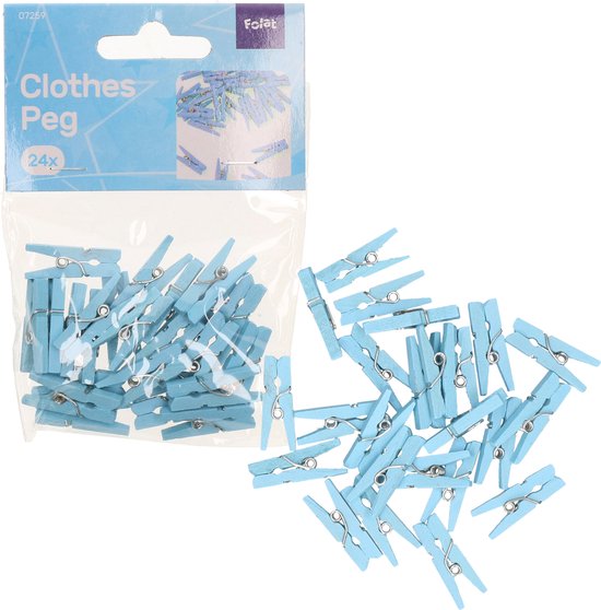 Mini knijpers blauw - 48x - Geboorte jongen - 2,5 cm - Kaartjes ophangen knijpertjes