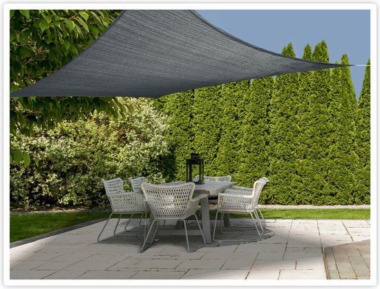 Toile d'ombre / pare-soleil en plastique carré anthracite / vert foncé - 3  x 3 mètres... | bol.com