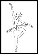 Poster Ballerina - 30x40 cm - Kinderkamerposter - Abstracte poster - Exclusief fotolijst - WALLLL
