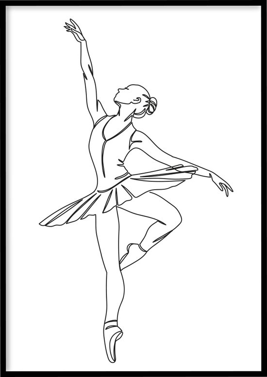 Poster Ballerina - 30x40 cm - Kinderkamerposter - Abstracte poster - Exclusief fotolijst - WALLLL