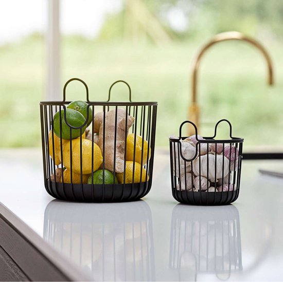 Zone Denmark Inu Cestino Piccolo In Metallo Grigio – 38x18 Cm, Con Manici, Portaoggetti Per Bagno, Cucina, Tavolo, Stile Nordico