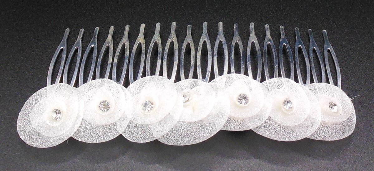 Zijkam zilver roosjes met strass punten - Communie