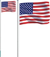 vidaXL - Vlag - met - vlaggenmast - Verenigde - Staten - 6,23 - m - aluminium