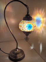 Mozaïek Lamp - Oosterse Lamp - Turkse Lamp - Tafellamp - Marokkaanse Lamp - Boogmodel - Ø 15 cm - Hoogte 42 cm - Handgemaakt - Authentiek - Multi kleur