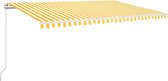 vidaXL - Luifel - handmatig - uittrekbaar - 500x300 - cm - geel - en - wit