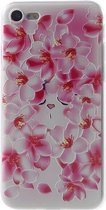 GadgetBay Perzik Bloem iPhone 7 8 SE 2020 TPU hoesje - Roze Wit