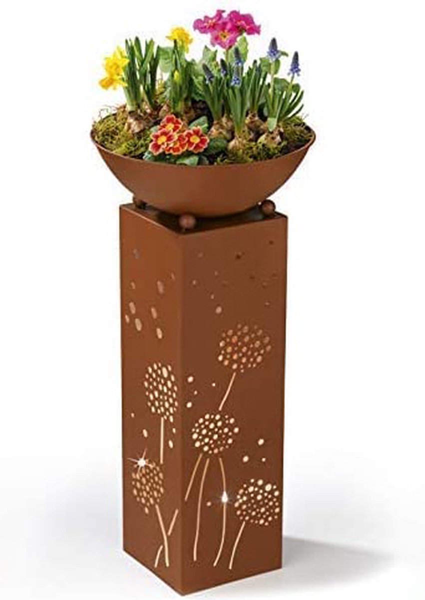 Pilier décoratif avec pot de fleurs et éclairage Lampe de colonne
