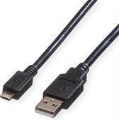 ROLINE Câble USB 2.0, USB A mâle - Micro USB B mâle 0,8m