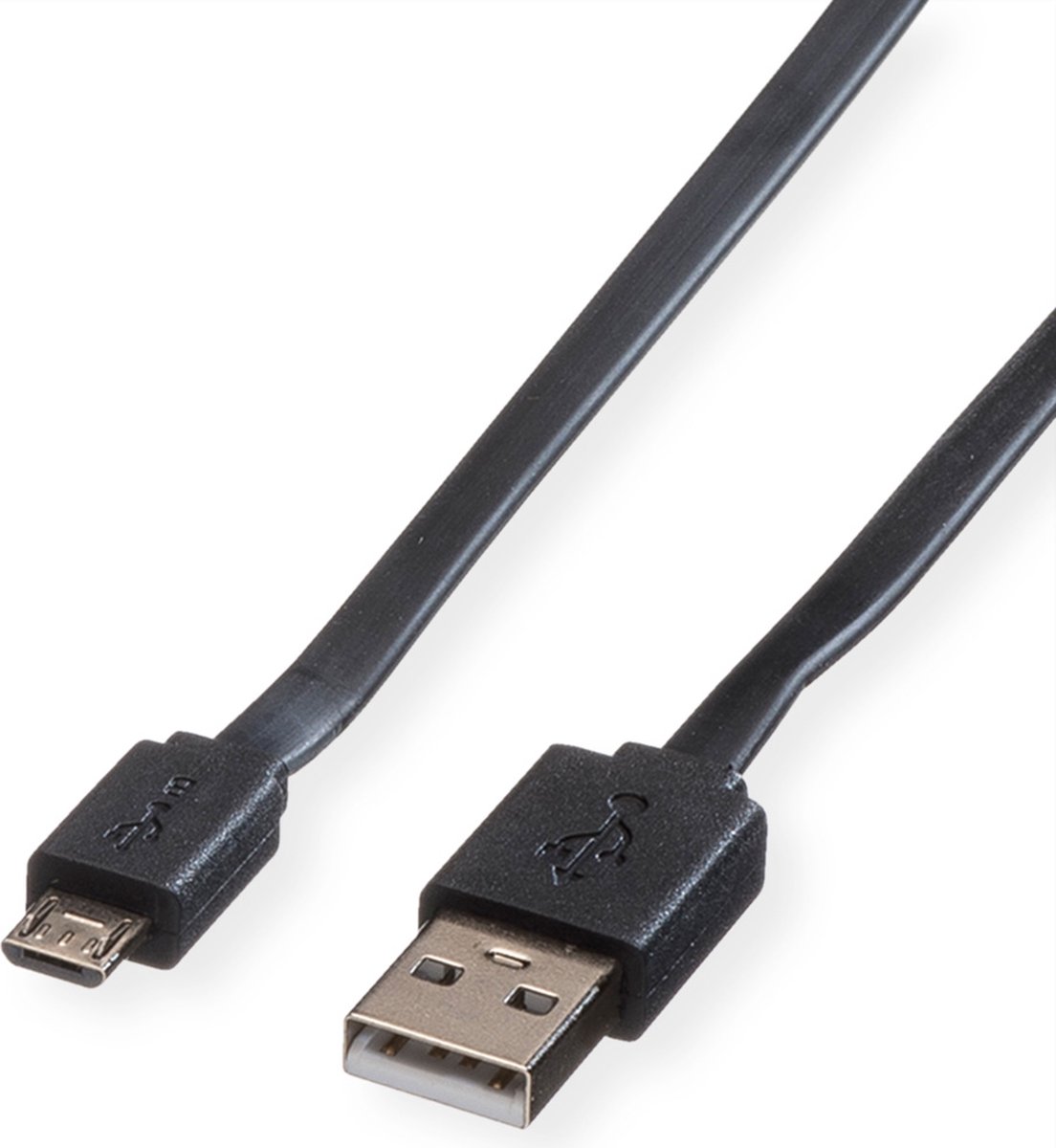 ROLINE USB 2.0 kabel, USB A M - Micro USB B M, zwart, 1 m