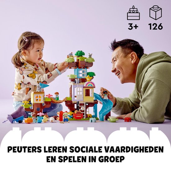 Acht LEGO Duplo minifiguren, waaronder een eend, eekhoorn en kat.