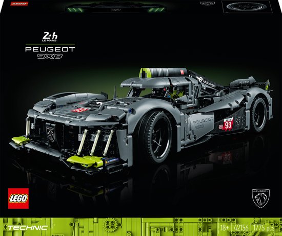 LEGO Technic PEUGEOT 9X8 24H Le Mans Hybrid Hypercar Modelauto Bouwpakket voor Volwassenen - 42156
